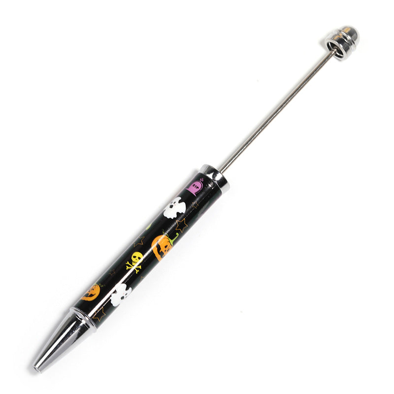 Wholesale 5pcs Halloween Series DIY Beaded Pumpkin Skull Print Cute Ball Pen